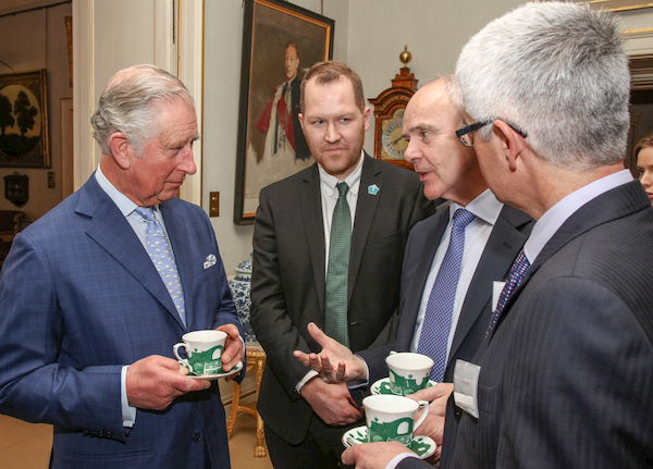 Prince Charles with Tom Perry (Prince’s Foundation) and John Archer and Philip Clarke (One World Link) discussing One World Link’s work in Bo